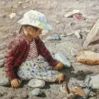  ??  ?? Worlds of Childhood, oil on canvas, 35½ x 35½"