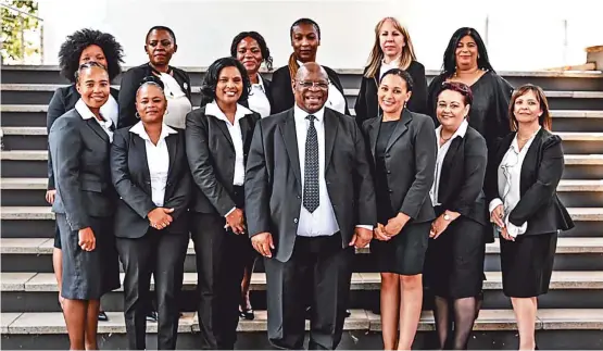  ?? ?? Pietermari­tzburg attorney Jennifer Anthoo (third from left) next to Chief Justice Raymond Zondo along with the other women who attended the programme.