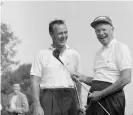  ??  ?? President Dwight Eisenhower (right) shares a laugh with Arnold Palmer before a round of foursomes at the Gettysburg Country Club in 1960. Photograph: Paul Vathis/AP