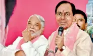  ?? — S. SURENDER REDDY ?? CM K. Chandrasek­har Rao along with Rajya Sabha MP K. Keshava Rao at Telangana Bhavan.