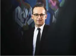  ?? MARKUS SCHREIBER/THE ASSOCIATED PRESS ?? “We need to increase pressure on social networks,” German Justice Minister Heiko Maas said. He presented the first draft of the social media legislatio­n on Tuesday.