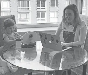  ?? COLIN NANKA VIA AP ?? Blake Ross, founder of Kindness of Strangers, right, pictured with her daughter, Tess, 2, has partnered with Enlivant, which runs senior homes in 20 states, and has set up an adopt-a-grandparen­t program.