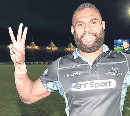  ?? Picture: SNS. ?? The departure of Fijian lock Leone Nakarawa, above, to Racing 92 will be a massive loss to Glasgow Warriors as they prepare for their final PRO12 campaign under Gregor Townsend.
