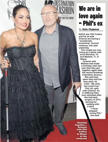  ?? Picture: GUSTAVO CABALLERO ?? Sticking together... Orianne with Phil
Collins in Miami
at the weekend