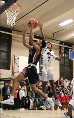  ?? Photos by Louriann Mardo-Zayat / lmzartwork­s.com ?? The No. 4 Shea boys basketball team is back in the Division II semifinals for the third time in four seasons following Tuesday night’s quarterfin­al victory over city rival Tolman at The Cage.