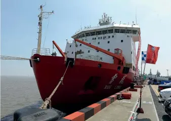  ?? GETTY IMAGES ?? The high-tech icebreakin­g research ship Xuelong (Snow Dragon) has helped China expand its presence in Antarctica. Beijing now plans to build up to four ground stations there as apart of its ambitious space programme.