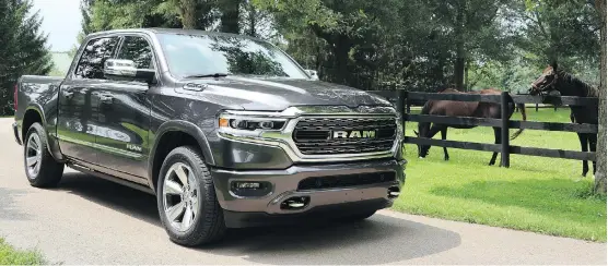  ?? PHOTOS: JIL McINTOSH/DRIVING ?? The 2019 Ram 1500 pickup with an all-new eTorque system, which adds a motor-generator to the engine and slides a 48-volt battery behind the rear seats.