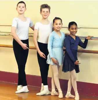  ?? PHOTO: GREGOR RICHARDSON ?? Sleeping Beauty Poised for praise . . . Bennett School of Ballet and Jazz dance pupils (from left) Matthew Lemon, Asher Armstrong, Lydia Peters and Srishti Singh are among about 20 ballet dancers from around Otago who will perform with the Royal New Zealand Ballet in its production of ,at Dunedin’s Regent Theatre, on November 14 and 15.