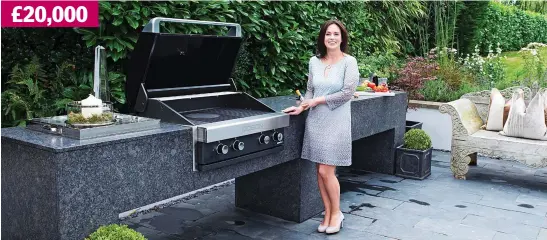  ??  ?? Life in the open: Natasha Connell with her granite, four-metre-long kitchen, which features an in-built barbecue and sink FORGET the bog-standard barbecue, the latest middle-class must-have is the outdoor kitchen — even if our weather rarely rivals the...