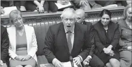  ?? JESSICA TAYLOR/HOUSE OF COMMONS ?? Prime Minister Boris Johnson brushed off cries of “Resign!” at Parliament on Wednesday.