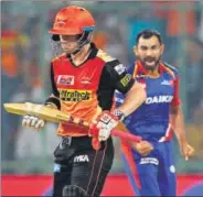  ?? AP ?? David Warner made a useful 30 in his team’s total of 185 but Delhi Daredevils stood up to the challenge of Sunrisers Hyderabad.
