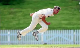  ?? PHOTO: PHOTOSPORT ?? Wellington pace bowler took a hat-trick in the midst of a five-wicket haul as the visitors crushed Canterbury by ten wickets at Hagley Oval yesterday.