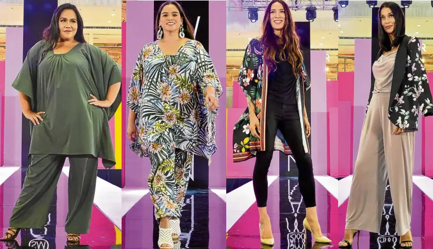  ??  ?? Bituin Escalante, Kat Gumabao, Angelina Mead King and Joey Mead King wear light and breezy separates from the summer collection­s of SM Woman.