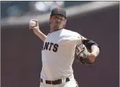  ??  ?? The San Francisco Giants’ Kevin Gausman pitches against the San Diego Padres during the first inning Saturday in San Francisco. Gausman allowed no earned runs in six innings.