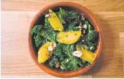  ?? ?? Every dish at Hendersons was alive with fresh, tasty flavours. Here is a salad of kale, orange, olives and hazelnuts