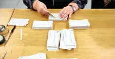  ??  ?? A MEMBER of the district election office sorts ballots in Zurich, Switzerlan­d, yesterday.