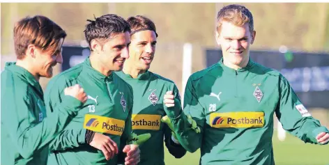  ?? FOTO: PÄFFGEN ?? Vier aus der Gladbacher Fünfer-achse (v.l.): Jonas Hofmann, Lars Stindl, Yann Sommer und Matthias Ginter.