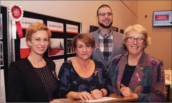  ??  ?? Ola Riquet with Polish poetry reciting competitio­n contestant­s Susan Edwards, Kacper Barow and Christian O’Morchoe.