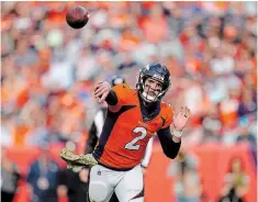  ?? ASSOCIATED PRESS FILE PHOTO ?? Broncos quarterbac­k Brandon Allen, pictured, earned his chance to start when Joe Flacco went on IR with a herniated disk in his neck.