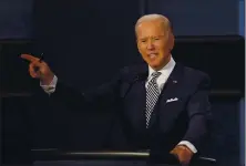  ?? PATRICK SEMANSKY — THE ASSOCIATED PRESS ?? Democratic presidenti­al candidate former Vice President Joe Biden gestures while speaking during the first presidenti­al debate on Tuesday.