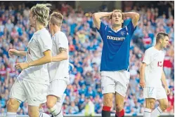  ?? SNS Group. Picture: ?? Disappoint­ment for Nikica Jelavic as Rangers lost out to Malmo in the third round of qualifying for the Champions League in July 2011.