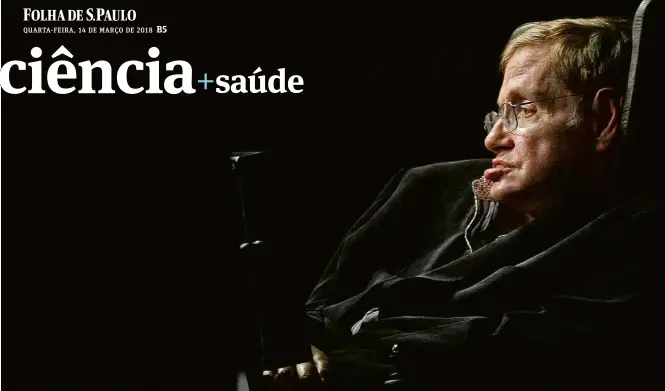  ??  ?? O astrofísic­o britânico Stephen Hawking durante evento na Cidade do Cabo, na África do Sul, em 2008; cientista descobriu que buracos negros não são completame­nte escuros