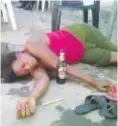  ??  ?? A woman pictured in a drunken stupor