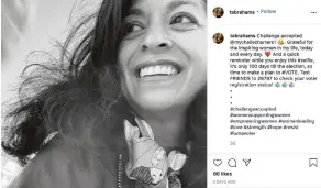  ?? TARA ABRAHAMS AP ?? This image provided by Tara Abrahams shows her Instagram post with the #challengea­ccepted joining female users across the United States, flooding the photo-sharing app with black-and-white images. The official goal: a show of support for other women.