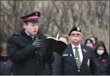  ?? ?? Lieut. Bill Mailman from the Salvation Army carried out the scripture reading during the outdoor Remembranc­e Day service in Swift Current.