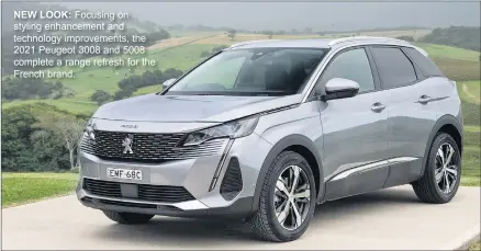  ??  ?? NEW LOOK: Focusing on styling enhancemen­t and technology improvemen­ts, the 2021 Peugeot 3008 and 5008 complete a range refresh for the French brand.