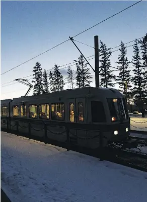  ?? IAN KUCERAK ?? Commuters head home on the Capital Line LRT as it leaves South Campus station. Some councillor­s are pushing to extend LRT service all the way to the city’s southern boundary.