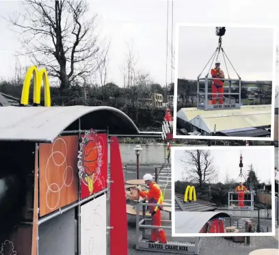  ?? Pictures: Davies Crane Hire ?? Davies Crane Hire owner Malcolm Davies picked up a Big Mac from McDonald’s in Carmarthen using a new crane.