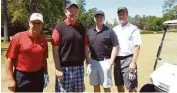  ??  ?? On the links to benefit the Children’s Miracle Network were (left to right) Rick Phillips, Benchmark Mortgage; Bill Phillips, John Daugherty, Realtors; Phillip Scalise, Capital Title; and Randy VerPloeg, Woodlands Preferred Realty.