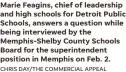  ?? CHRIS DAY/THE COMMERCIAL APPEAL ?? Marie Feagins, chief of leadership and high schools for Detroit Public Schools, answers a question while being interviewe­d by the Memphis-shelby County Schools Board for the superinten­dent position in Memphis on Feb. 2.