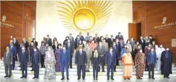  ?? ?? Heads of State and Government pose for a photo at the opening ceremony of the 34th Ordinary Session of the African Union