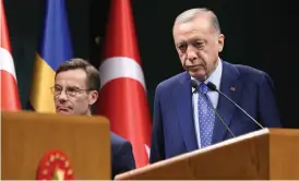  ?? ?? Statsminis­ter Ulf Kristersso­n mötte tidigare i år Turkiets president Recep Tayyip Erdogan i Ankara. Arkivbild.