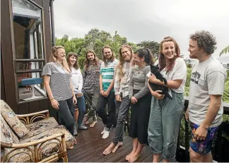  ?? PHOTOS: ROSA WOODS/STUFF ?? The housemates in their new home, left to right: Grainne Patterson, Charlotte Shade, Thom Mellor, Mike Robinson, Jesse Kearse, Jody Burrell, Rosie Sievers and Rupert Snook.