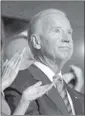  ?? CAROLYN KASTER /ASSOCIATED PRESS ?? Vice President Joe Biden looks up at the television monitor as he is nominated for a second term at Thursday’s Democratic National Convention.