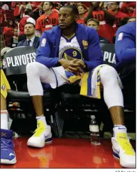  ?? AP file photo ?? Golden State defensive stopper Andre Iguodala, the 2015 NBA Finals MVP, has been ruled out of tonight’s Game 1 against the Cleveland Cavaliers with a bone bruise in his left knee.