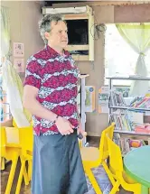  ?? Picture: LITIA CAVA ?? United States ambassador to Fiji Joseph Cella during his visit to Yanuca Island School earlier this year to open the school’s new library.