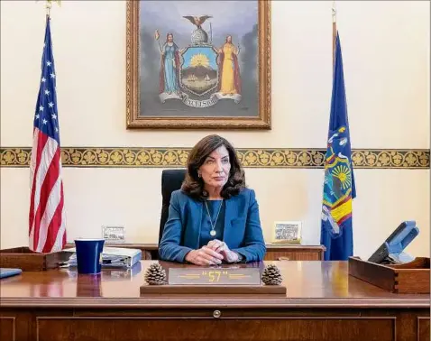  ?? Jim Franco / Times Union ?? Gov. Kathy Hochul said she sees a chance to put together a plan that will confront both affordabil­ity and the state’s escalating population loss.