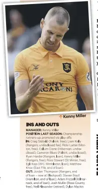  ?? MANAGER: Kenny Miller
POSITION LAST SEASON: Championsh­ip runners-up, promoted via play-offs
IN: Craig Sibbald (Falkirk, free), Liam Kelly (Rangers, undisclose­d fee), Ricki Lamie (Morton, free), Callum Crane (Hibernian, undisclose­d), Cameron Blues (Falki ??