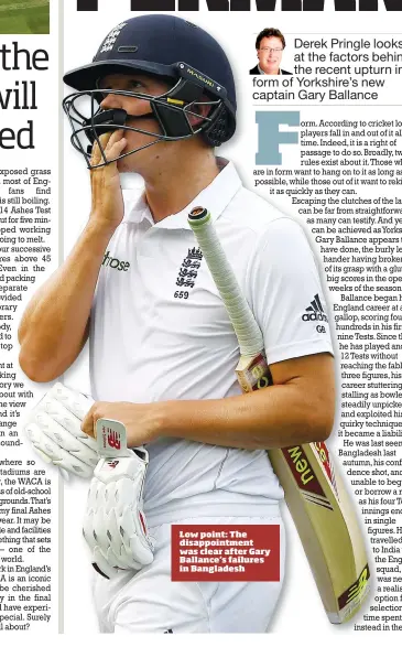  ??  ?? Low point: The disappoint­ment was clear after Gary Ballance’s failures in Bangladesh