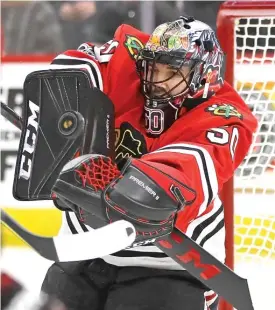  ?? JONATHAN DANIEL/GETTY IMAGES ?? Hawks goalies Robin Lehner (left) and Corey Crawford will be eligible to become unrestrict­ed free agents this summer.