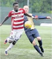  ??  ?? Testing times EK skipper Russell, right, against Accies