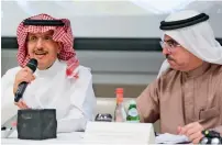  ?? Supplied photo ?? Saeed Mohammed Al tayer and Mohammad Abdullah Abunayyan at a press conference in Dubai on Sunday. —