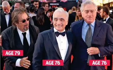  ??  ?? Mob-handed: Al Pacino, Martin Scorsese and Robert De Niro at London premiere