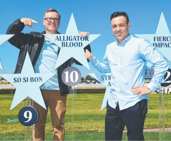  ?? Picture: AAP IMAGE/VINCE CALIGIURI ?? Trainer David Vandyke (left) and Gold Coast jockey Ryan Maloney at the All-Star Mile barrier draw in Melbourne.