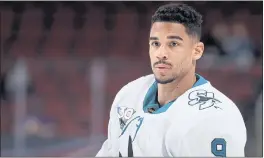  ?? CHRISTIAN PETERSEN — GETTY IMAGES/TNS ?? It appears the Sharks are preparing as if they’ll start the regular season in without Evander Kane, who is staying away from training camp.