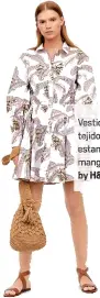  ??  ?? Vestido corto en tejido de algodón estampado con manga globo by H&M